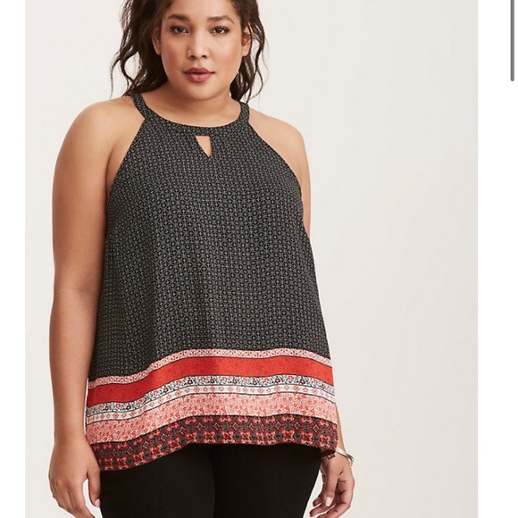 torrid Tops - Torrid border print Georgette Mock neck tank top